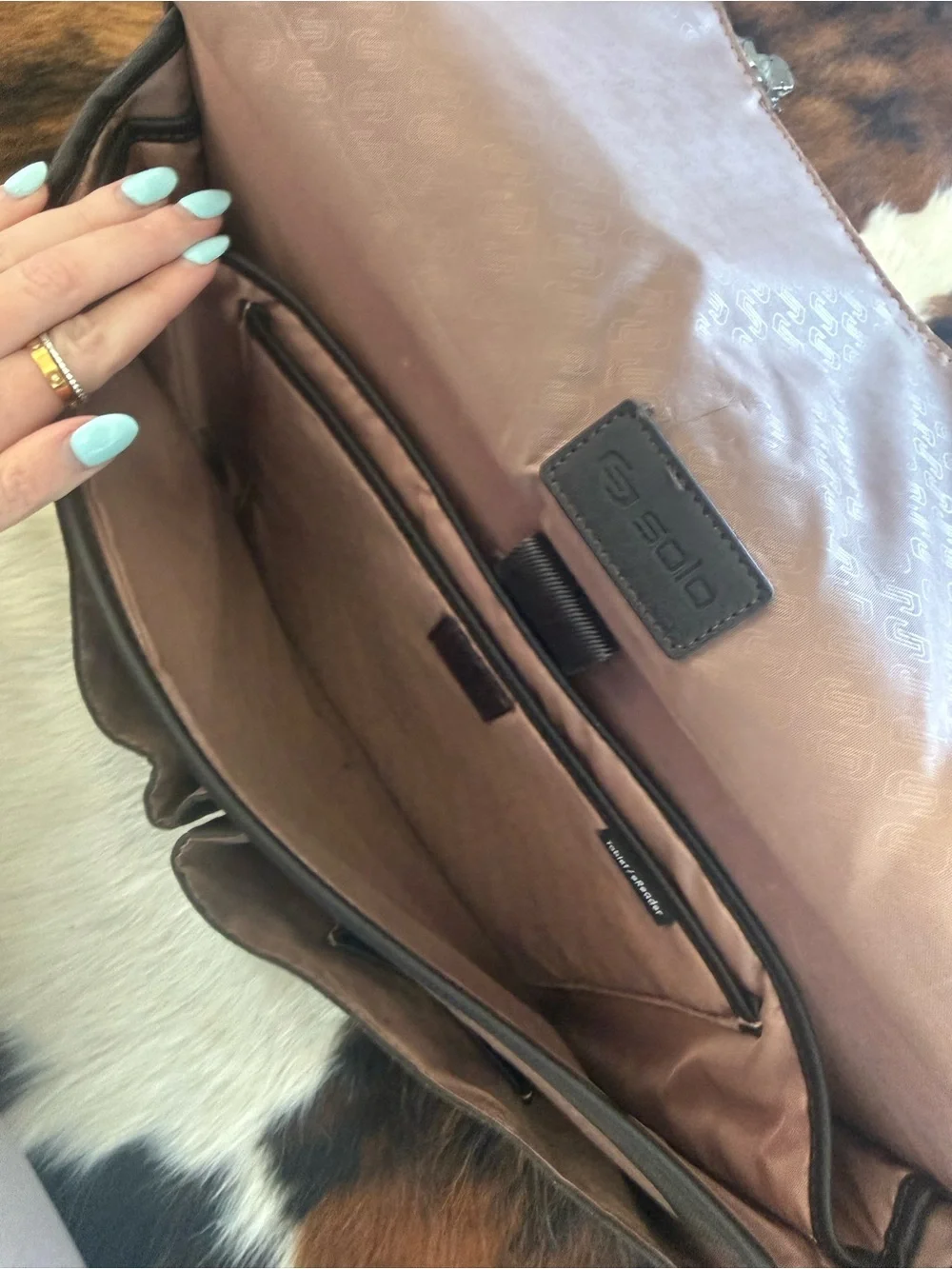 solo Brown Leather Messenger Bag with Adjustable Strap
